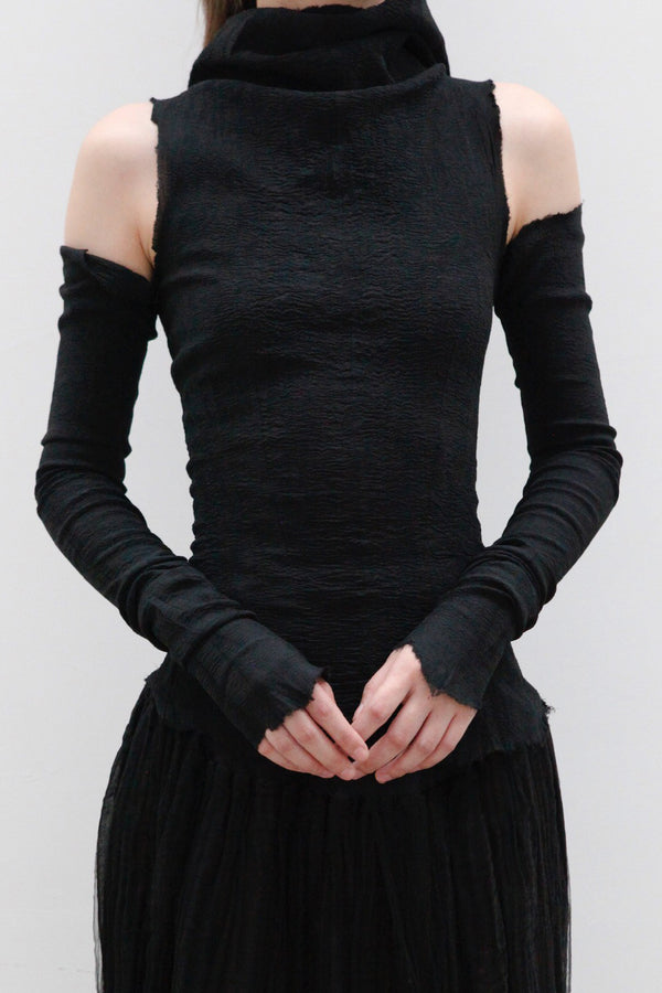 marc le bihan off shoulder turtleneck top 26952 E23 black
